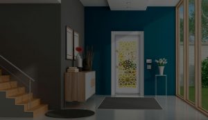 Mavi Boyalı Oda İçinde Pleksi Çelik Kapı