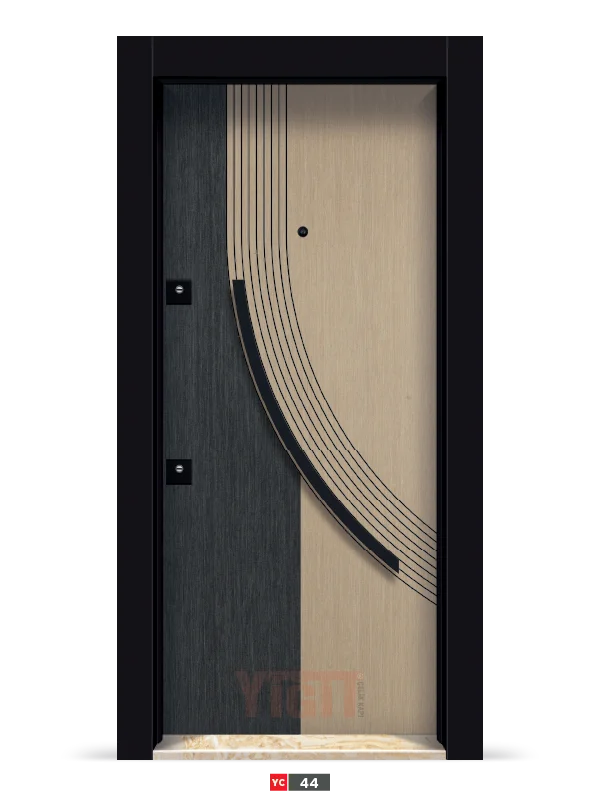 Siyah-beyaz mermer desenli çelik kapı