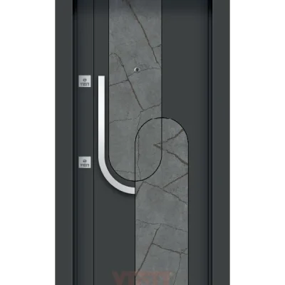 Koyu renkli çelik kapı, dalgalı desenli