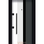 Siyah beyaz dikey çizgili kontrast tasarım çelik kapı YC-55