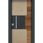 Gri taş dokulu ve ahşap detaylı kompozit çelik kapı modeli YC-60