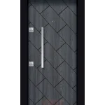 Koyu antrasit renkli balıksırtı desenli modern çelik kapı YC-62