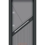 Tamamen gri diyagonal kulplu ve dikey çizgili modern çelik kapı YC-69
