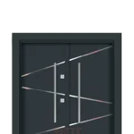 YİĞİT ÇELİK KAPI YC 109 çift kapı, diagonal metal aksanlı kompozit yüzey