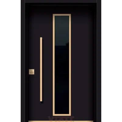 Siyah ve Altın Aksanlı Kompozit Kapı Modeli YC 112
