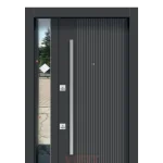 Dikey Çizgili Cam Panelli Kompozit Kapı Modeli YC 81