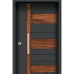 Mat Siyah ve Ahşap Desenli Kompozit Kapı Modeli YC 98